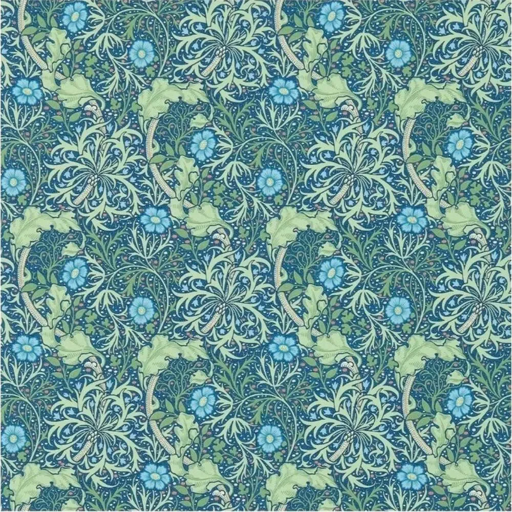Morris & Co. Seaweed Cobalt/Thyme Wallpaper DM3W214713. One Double Roll